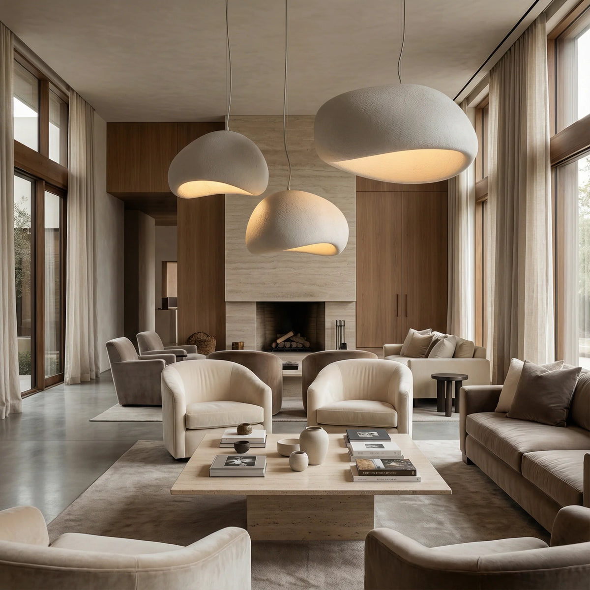 Pendant Lamp Scandinavian Minimalist Matte Stone-Effect Soft Downward Light