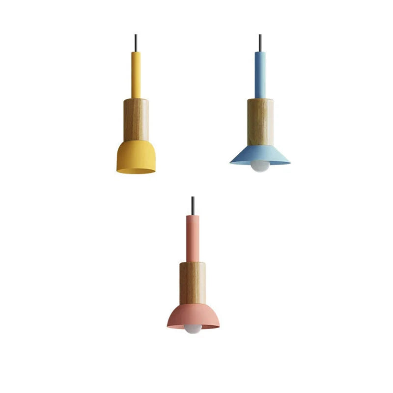 Pendant Lamp Scandinavian Wood & Metal E26 Compatible