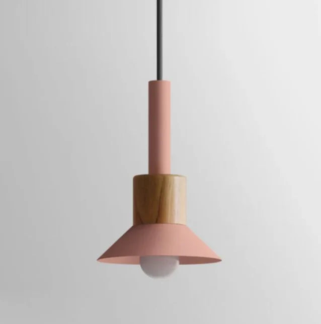 Pendant Lamp Scandinavian Wood & Metal E26 Compatible