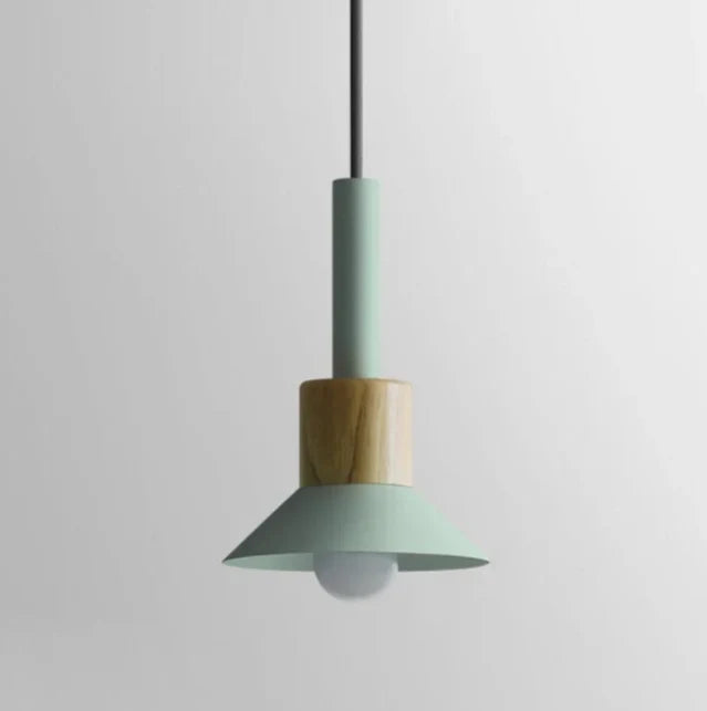 Pendant Lamp Scandinavian Wood & Metal E26 Compatible