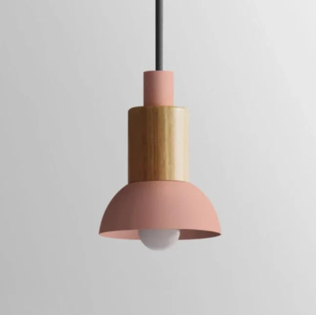 Pendant Lamp Scandinavian Wood & Metal E26 Compatible