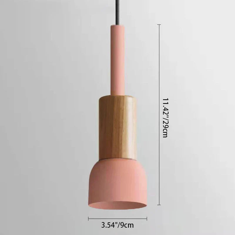 Pendant Lamp Scandinavian Wood & Metal E26 Compatible