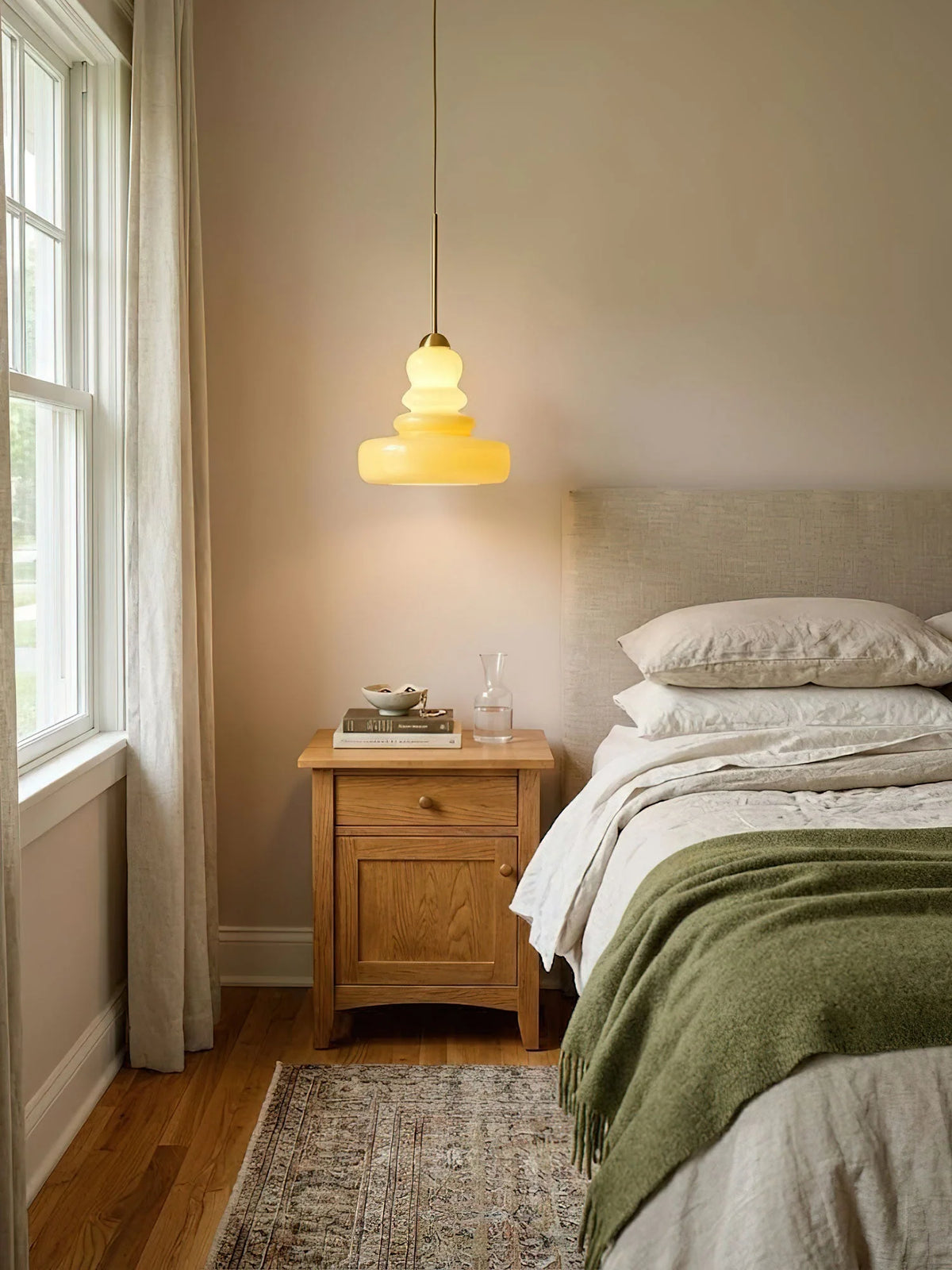 Pendant Lamp Schoolhouse Glass Shade Adjustable Cord