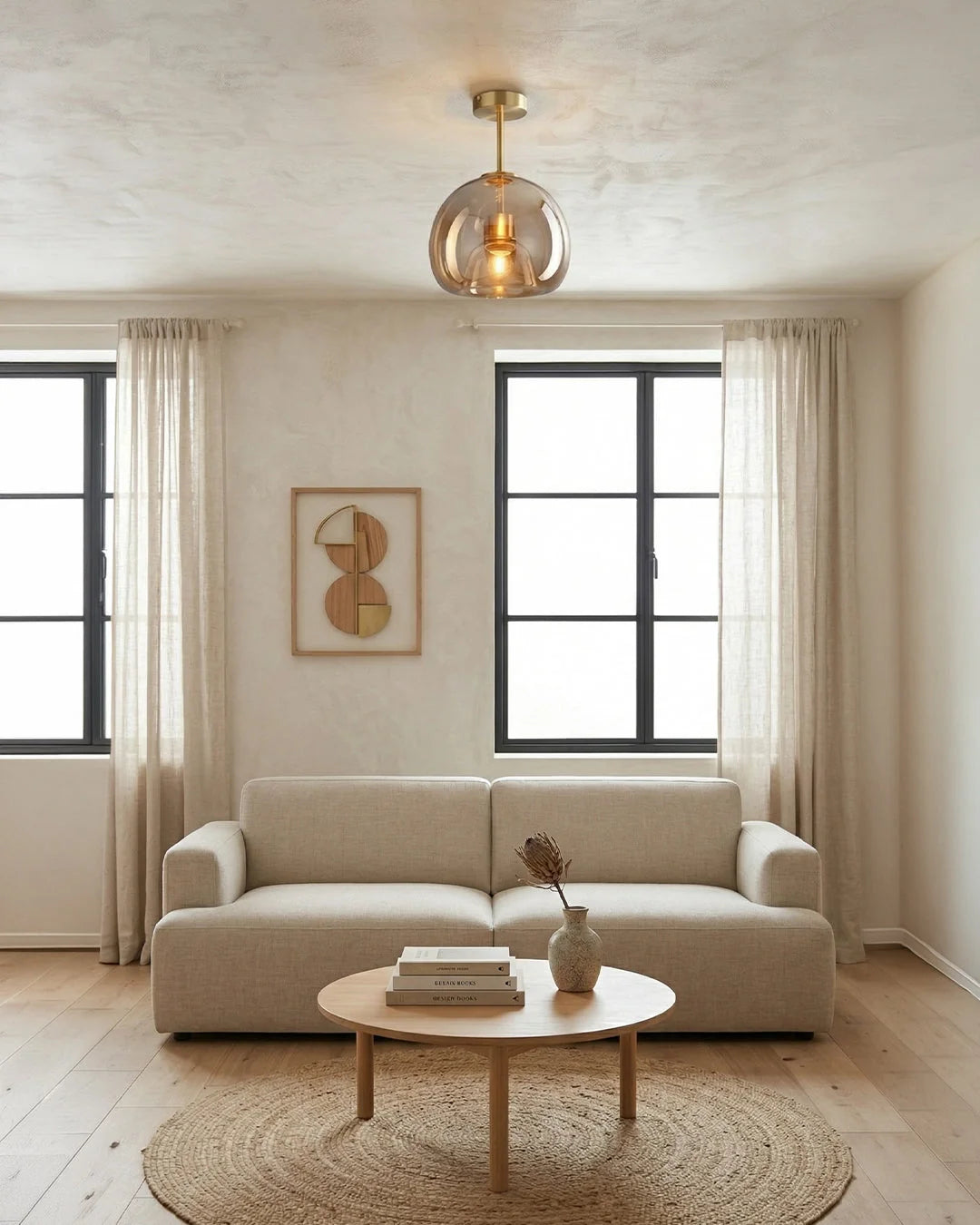 Pendant Lamp Sculptural Tinted Glass Warm Diffuse