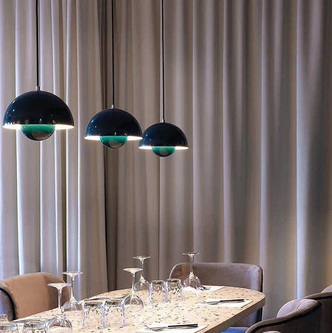 Pendant Lamp Semi-Circular Metal Adjustable Cord E27 Socket