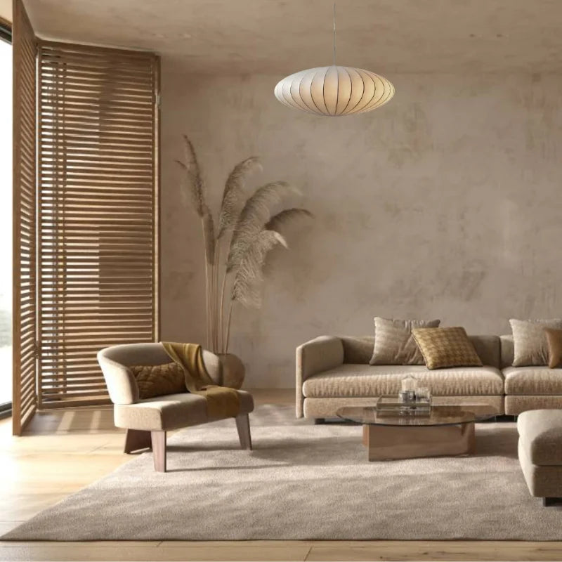 Pendant Lamp Silk Shade Warm Diffused Light 30 cm