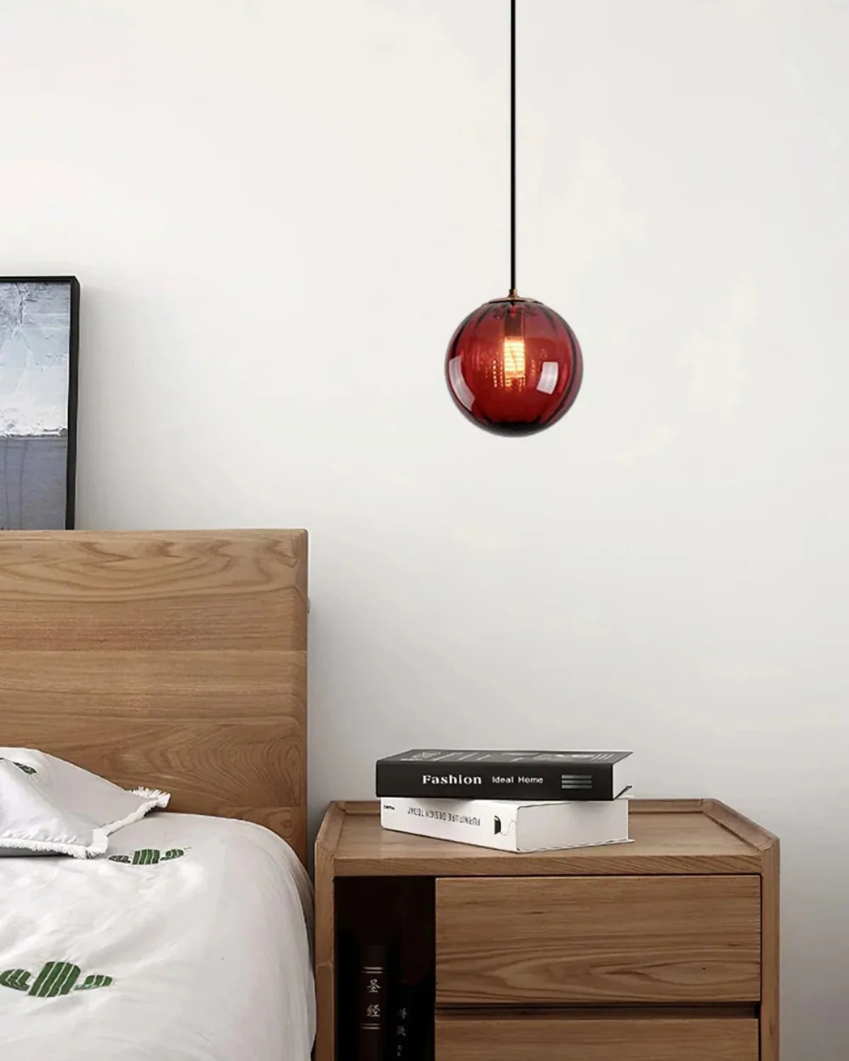 Pendant Lamp Textured Glass Globe & Adjustable Cable