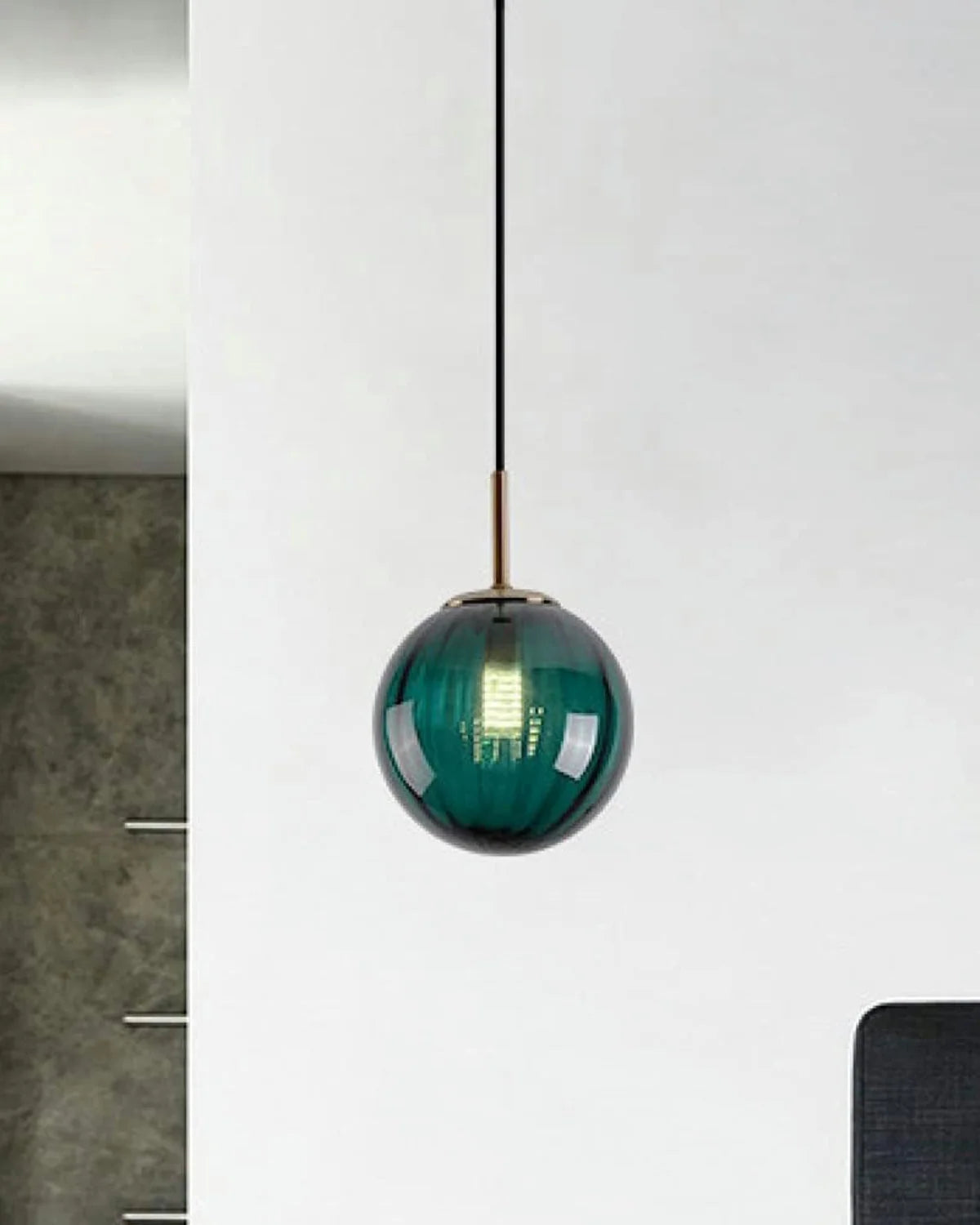 Pendant Lamp Textured Glass Globe & Adjustable Cable