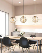 Pendant Lamp Textured Glass Globe & Adjustable Cable