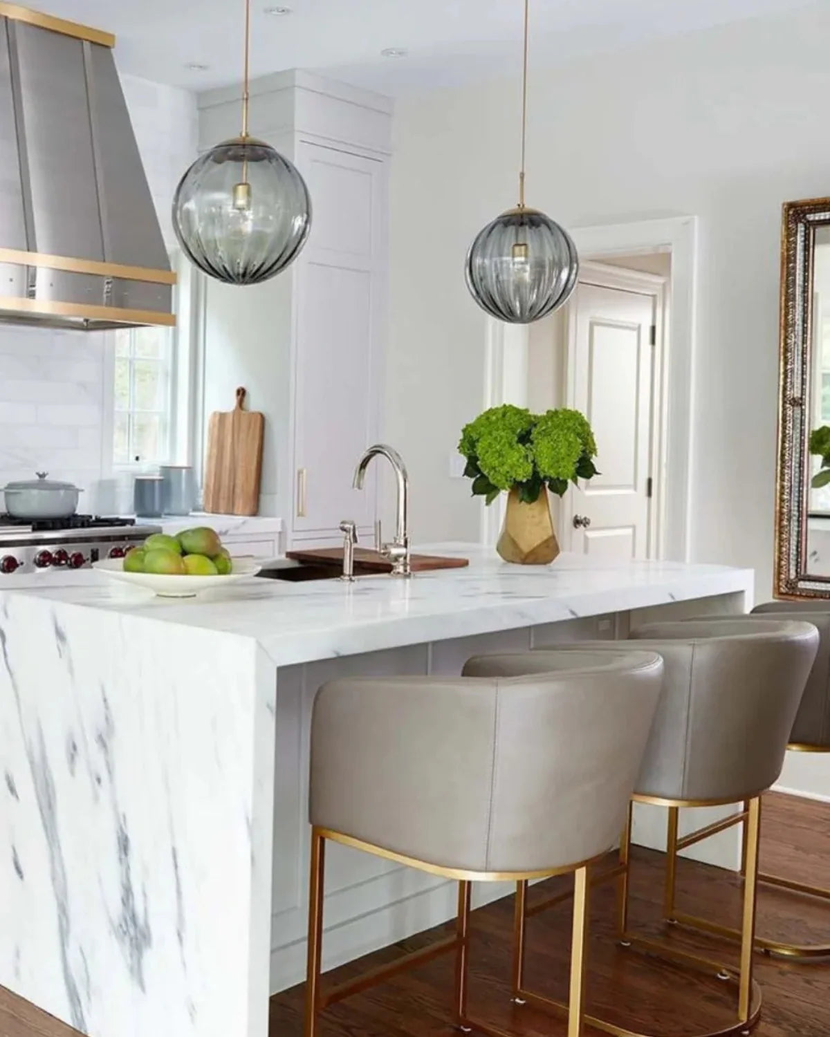 Pendant Lamp Textured Glass Globe & Adjustable Cable