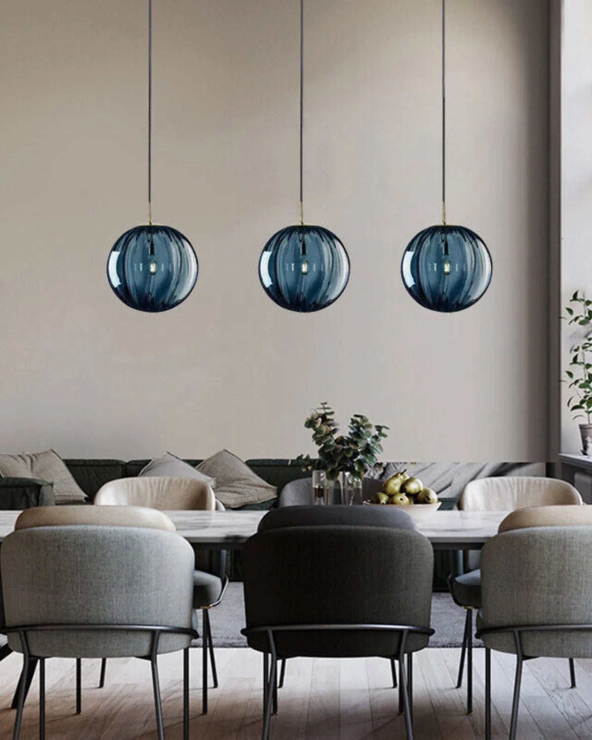 Pendant Lamp Textured Glass Globe & Adjustable Cable