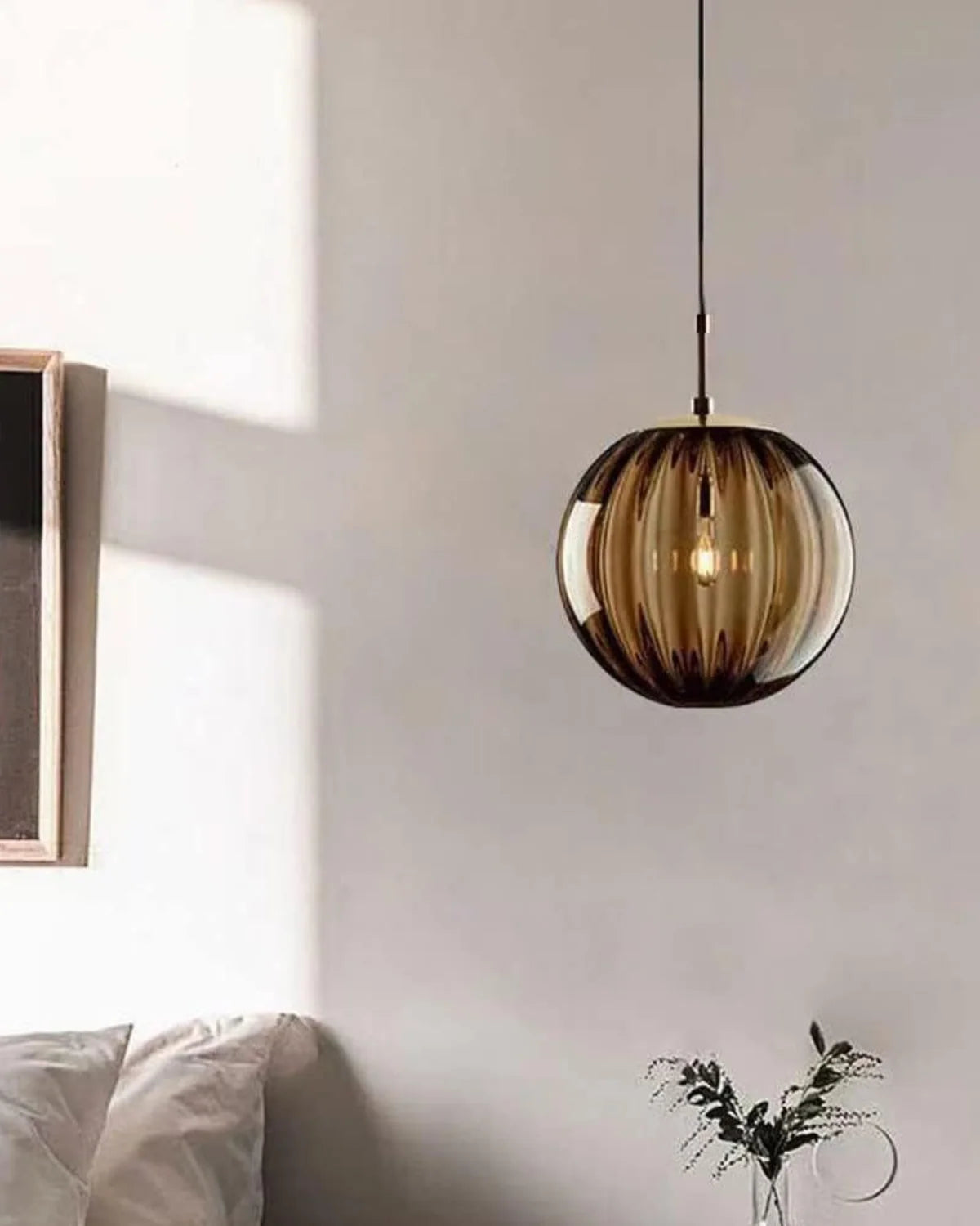 Pendant Lamp Textured Glass Globe & Adjustable Cable