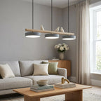 Pendant Lamp Three Bird Wooden Shades 80 cm