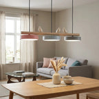 Pendant Lamp Three Bird Wooden Shades 80 cm