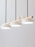 Pendant Lamp Three Bird Wooden Shades 80 cm