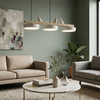 Pendant Lamp Three Bird Wooden Shades 80 cm