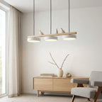 Pendant Lamp Three Bird Wooden Shades 80 cm