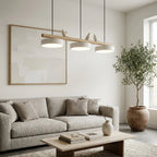 Pendant Lamp Three Bird Wooden Shades 80 cm
