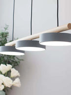 Pendant Lamp Three Bird Wooden Shades 80 cm