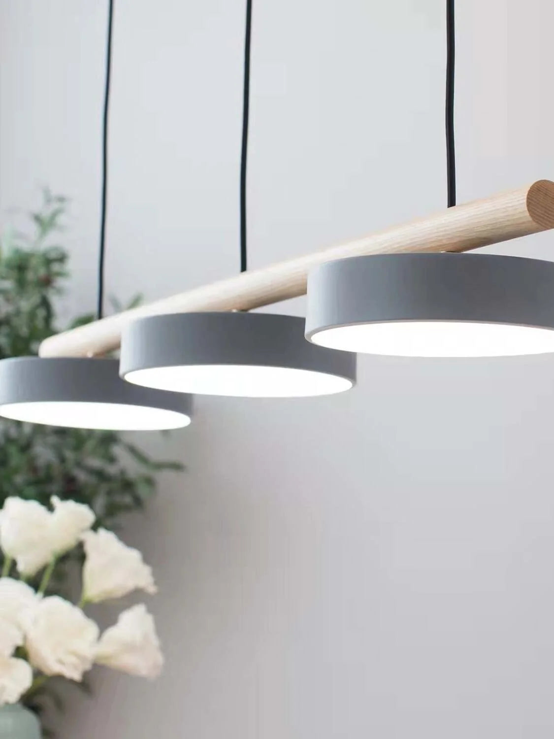 Pendant Lamp Three Bird Wooden Shades 80 cm