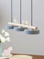 Pendant Lamp Three Bird Wooden Shades 80 cm