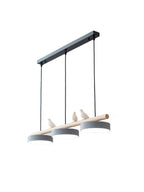 Pendant Lamp Three Bird Wooden Shades 80 cm