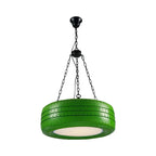 Pendant Lamp Tire-Shaped Rubber Metal Chain LED Bulb Included