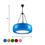 Pendant Lamp Tire-Shaped Rubber Metal Chain LED Bulb Included