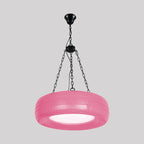 Pendant Lamp Tire-Shaped Rubber Metal Chain LED Bulb Included