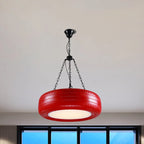Pendant Lamp Tire-Shaped Rubber Metal Chain LED Bulb Included