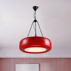 Pendant Lamp Tire-Shaped Rubber Metal Chain LED Bulb Included
