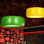 Pendant Lamp Tire-Shaped Rubber Metal Chain LED Bulb Included
