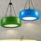 Pendant Lamp Tire-Shaped Rubber Metal Chain LED Bulb Included
