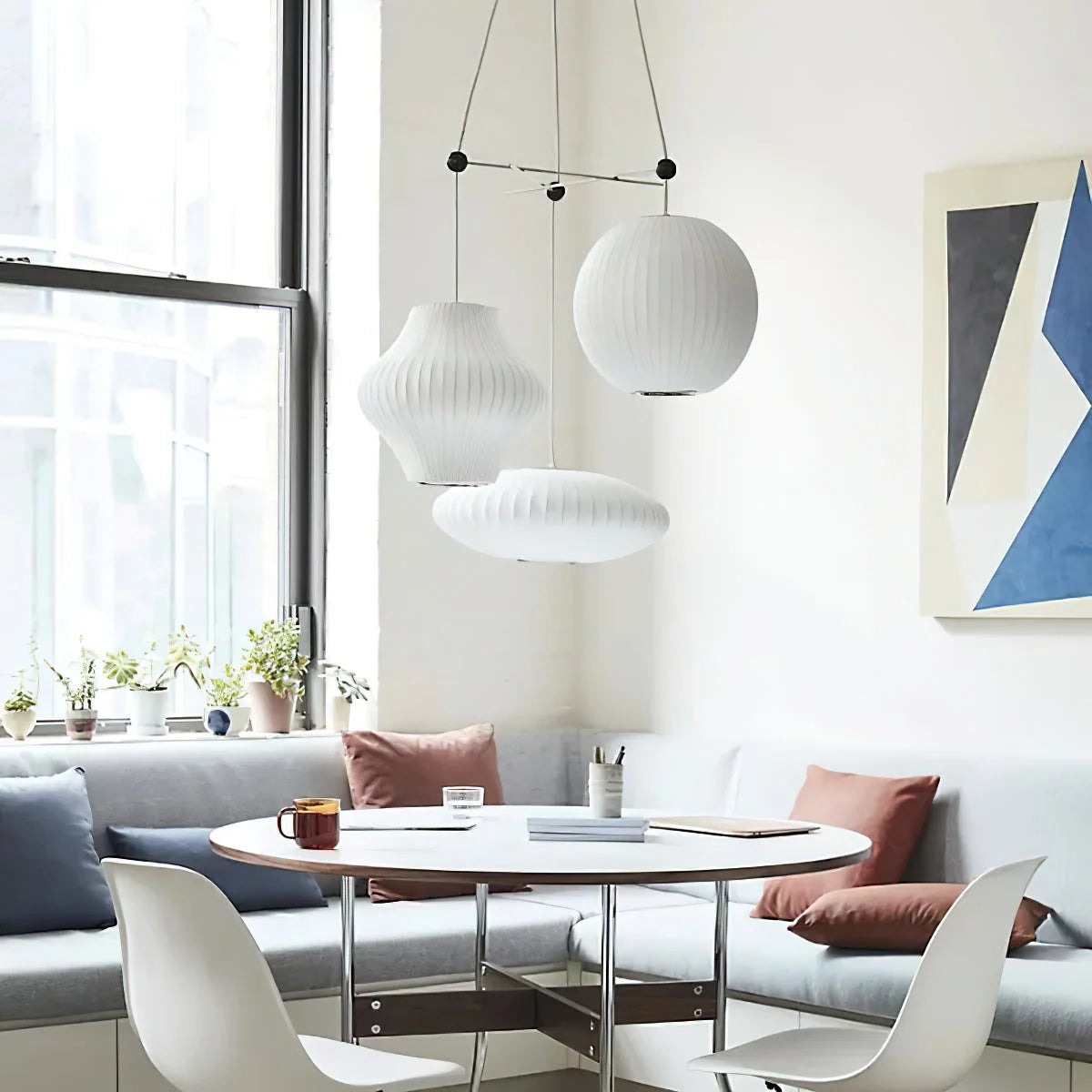 Pendant Lamp Translucent Steel Wireframe Soft Ambient Light