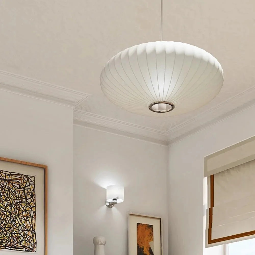 Pendant Lamp Translucent Steel Wireframe Soft Ambient Light