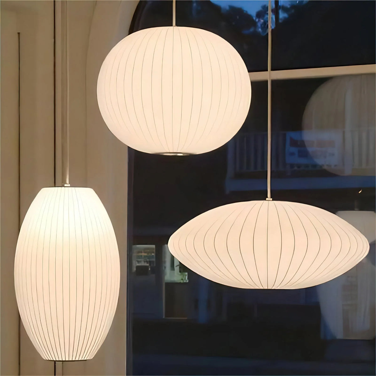Pendant Lamp Translucent Steel Wireframe Soft Ambient Light