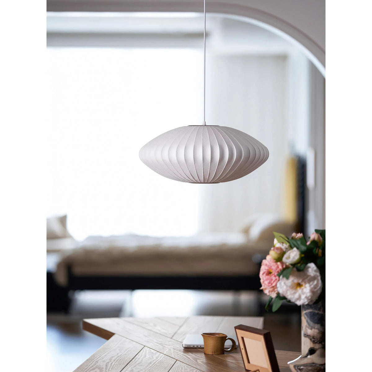 Pendant Lamp Translucent Steel Wireframe Soft Ambient Light