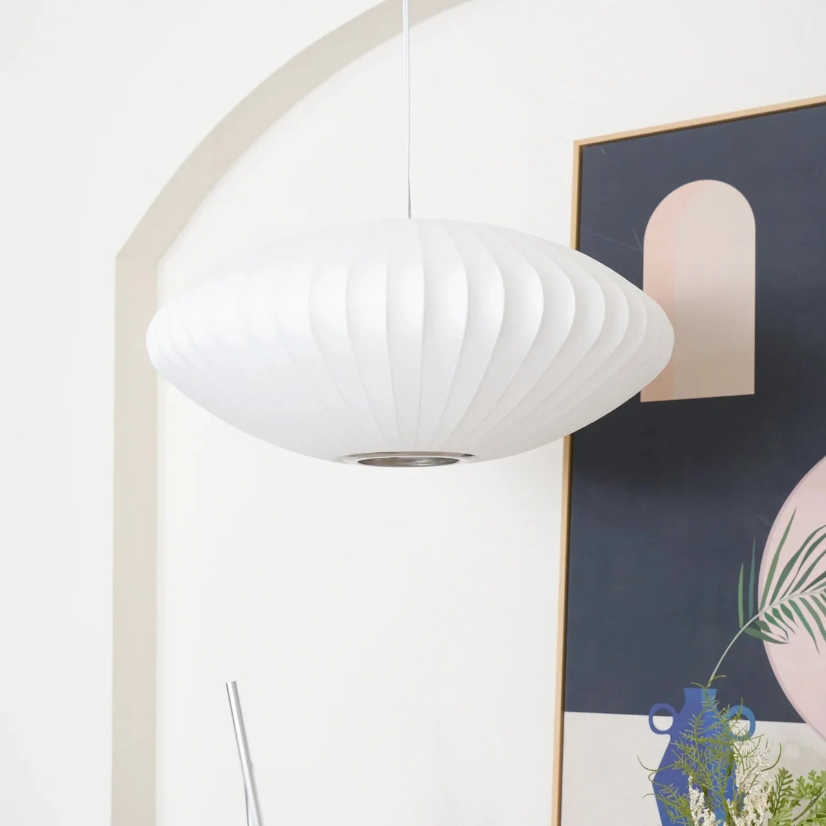 Pendant Lamp Translucent Steel Wireframe Soft Ambient Light