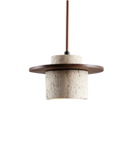 Pendant Lamp Travertine & Walnut Warm Indirect Glow