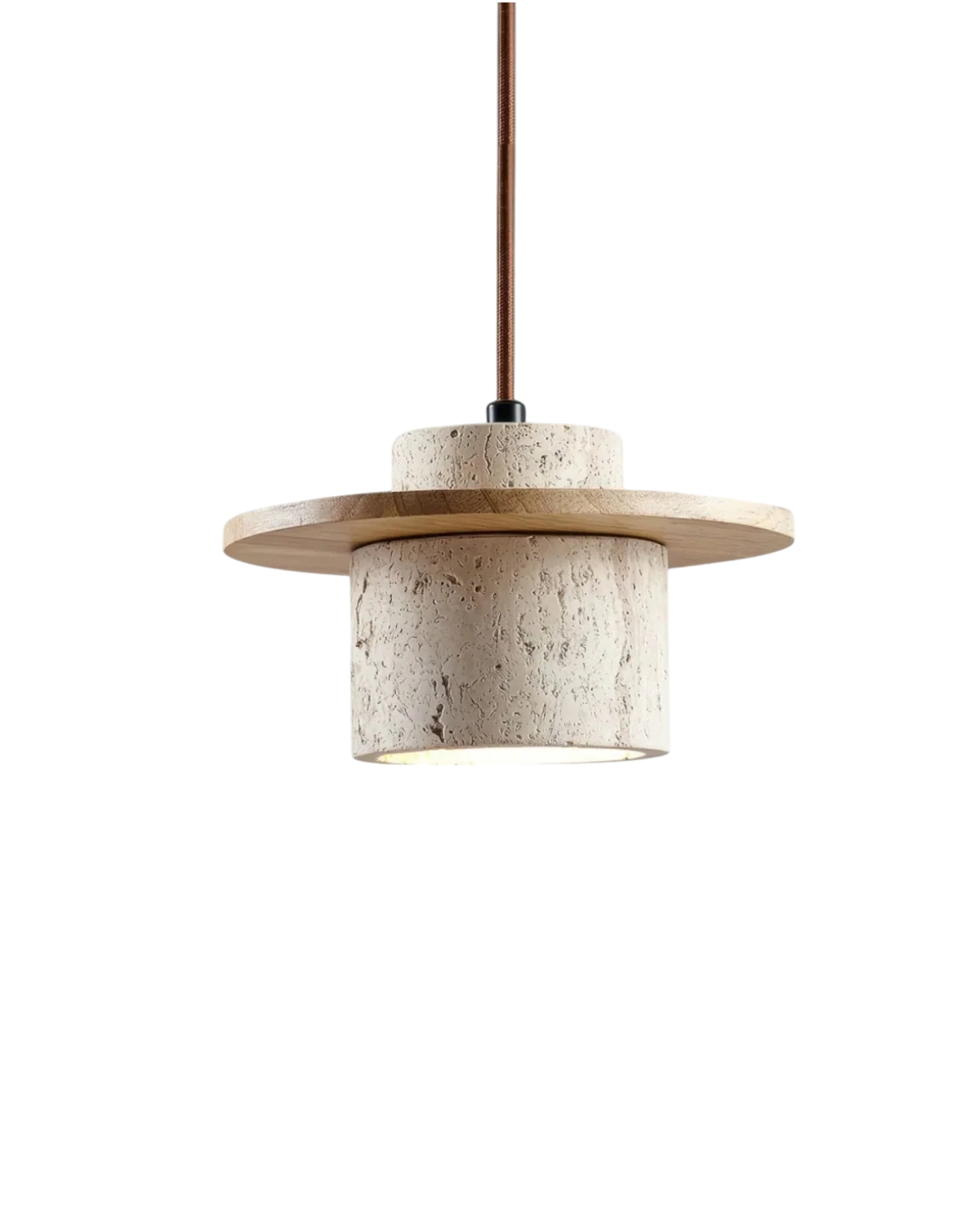 Pendant Lamp Travertine & Walnut Warm Indirect Glow