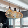 Pendant Lamp Wooden Openwork Warm Ambient Light 35 cm
