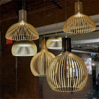Pendant Lamp Wooden Openwork Warm Ambient Light 35 cm