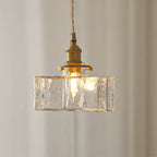 Pendant Light Adjustable Height Glass Shade & Brass Finish