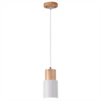 Pendant Light Aluminum Shade Wood Accents Adjustable Height
