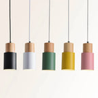 Pendant Light Aluminum Shade Wood Accents Adjustable Height