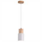 Pendant Light Aluminum Shade Wood Accents Adjustable Height
