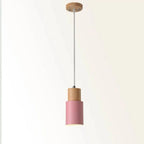 Pendant Light Aluminum Shade Wood Accents Adjustable Height