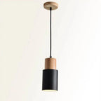 Pendant Light Aluminum Shade Wood Accents Adjustable Height