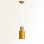 Pendant Light Aluminum Shade Wood Accents Adjustable Height