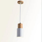 Pendant Light Aluminum Shade Wood Accents Adjustable Height